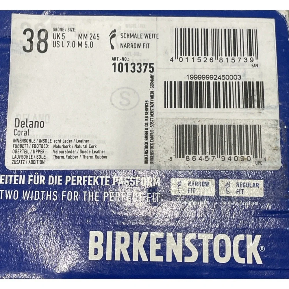 New Birkenstock Delano Coral Suede Sneaker EU 38N US L7 M5 - Picture 6 of 6